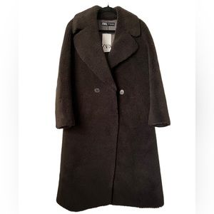 NWT Zara Women's Double Faced Faux Fur Coat - Dark Brown. Oversized. Size: S